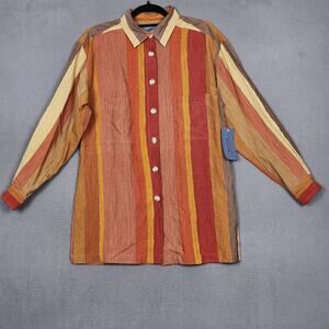 CAMBRIDGE DRY GOODS Shirt Mens Medium Silk Marrakesh Striped Long Sleeve